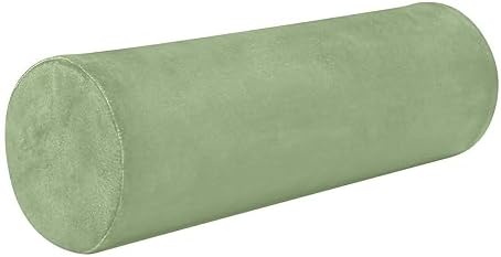 YETTASBIN Sage Green Solid Color Cylinder Round Pillow by Unknown