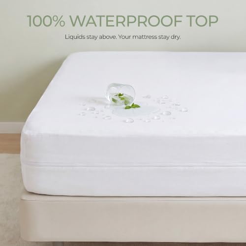 100% Cotton Waterproof Mattress Encasement, Bed Bug & Dust Mite Proof Cover - Image 2