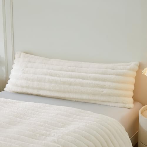 MEGO Body Pillow Cover 20x54, Fluffy Wide Ribbed Faux Rabbit Fur by MEGO