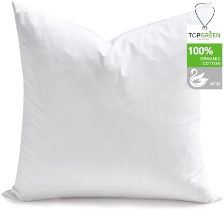 TOPGREEN Organic Feathers Down Euro Pillow Inserts 30x30 by TOPGREEN