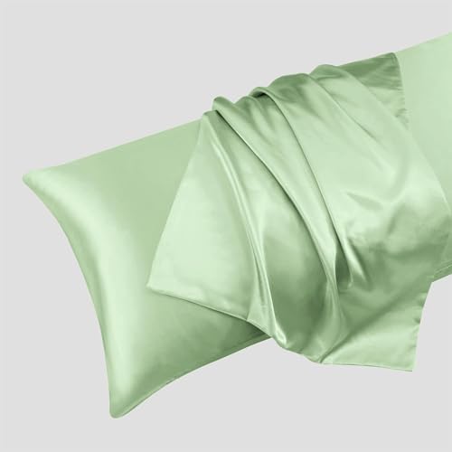 Ersmak Satin Body Pillow Cover, 20x54 Inches Sage Green Ultra Soft Satin Pillow - Image 3