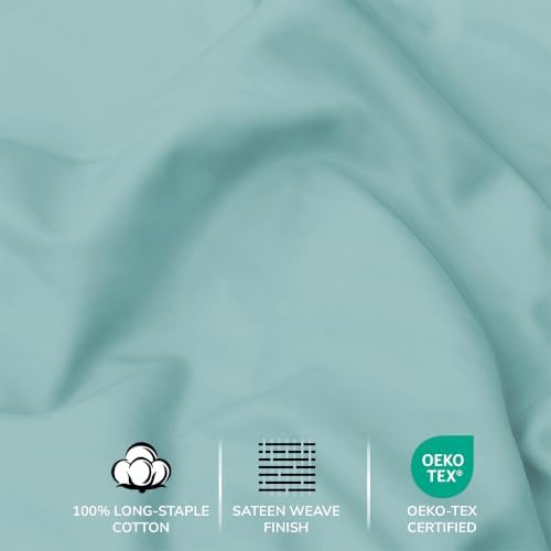 Feather & Stitch 100% Cotton Sateen 500 TC Queen Size Bed Sheet Set - Image 5