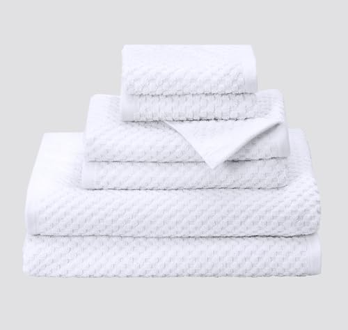 COTTON CRAFT Euro Spa Waffle Weave 6 Piece Towel Set - 100% Cotton - White by COTTONCRAFT