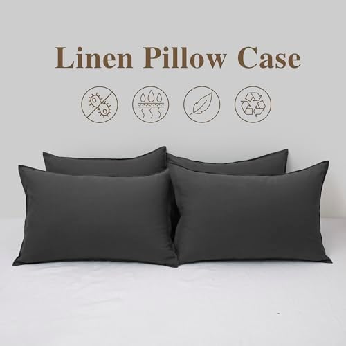 CHUFFED Linen Pillow Cases 2 Pack 100% Linen Queen Pillowcases, Breathable and - Image 6