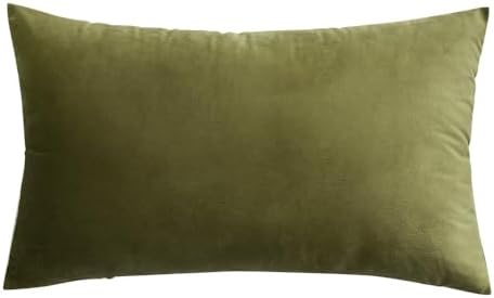 MIULEE 12x20 Inch Lumbar Velvet Throw Pillow Cover Set of 1 Olive Green - Image 6
