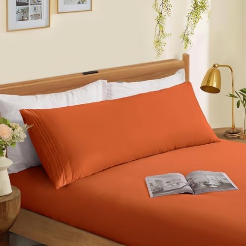 Horbaunal Microfiber Body Pillow Covers, Burnt Orange, 2 Pack - Image 2