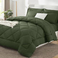 CozyLux Queen Comforter Set 88"x88" Olive Green by CozyLux