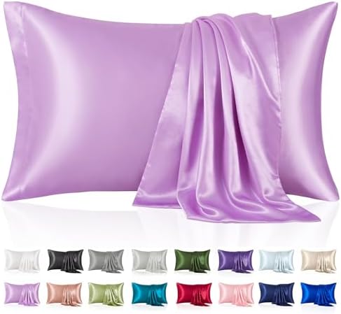 Silk Like Satin Pillowcase Cal King Size, 2 Pack, 20x40 Inches by VCUSUELER