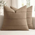 MIULEE Decorative Linen Throw Pillow Covers 18x18 Coco Brown Striped by MIULEE