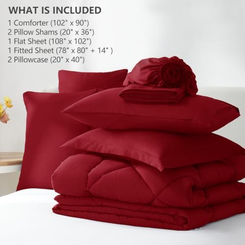 CozyLux King Comforter Set 102"x90" Dark Red - Image 6