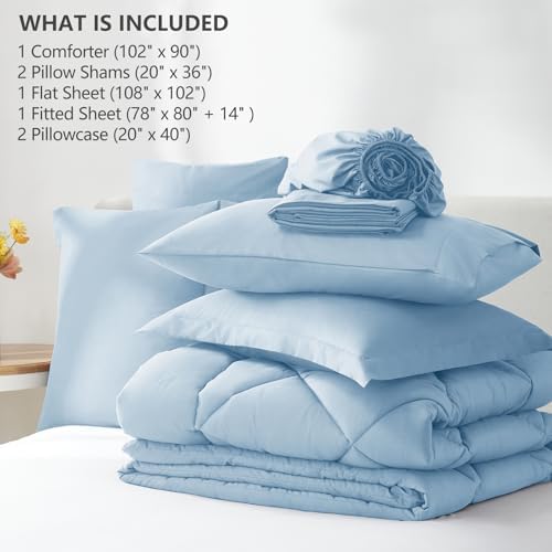 CozyLux King Comforter Set 102"x90" Baby Blue - Image 6