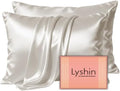 LYSHIN Beige Silk Pillow Cases 2 Pack Queen Size by LYSHINSILKPILLOWCASES