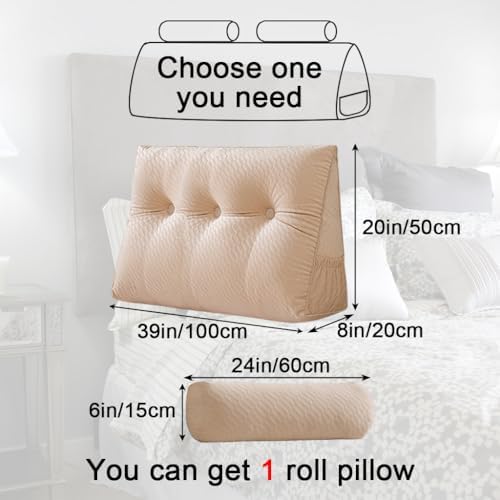 Velvet Triangular Headboard Wedge Pillow - Image 2