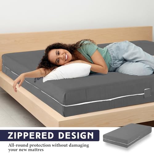 HunnmingRe Zippered Mattress Protector Fitted, Dark Gray - Image 6