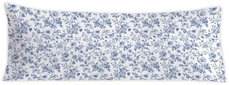 Vintage Chinoiserie Blue Floral 20x54 Body Pillow Cover, Grandmillennial Flower by PIUD