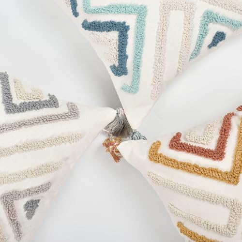 Boho Throw Pillow Covers 20x20 Tufted Tassels - Image 4
