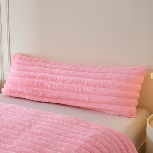 MEGO 20x54 Body Pillow Cover, Fluffy Wide Ribbed Faux Rabbit Fur by MEGO