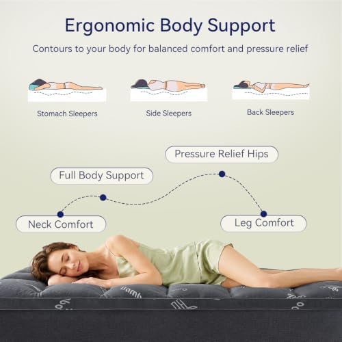 ELEMUSE Queen Size Bamboo Viscose Mattress Topper, Thick Pillow Top Pad - Image 4