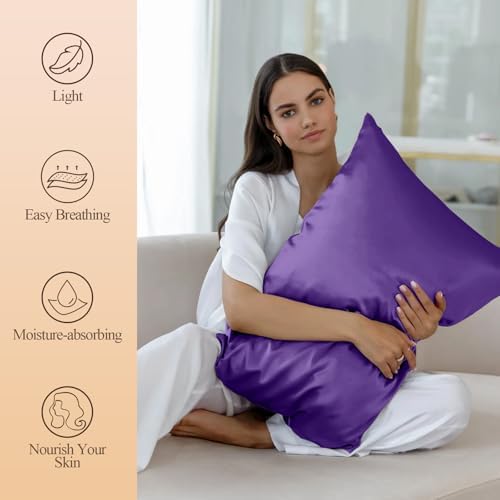Silk Like Satin Pillowcase Cal King Size, 2 Pack, 20x40 Inches - Image 2