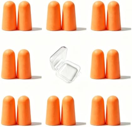 10 Pairs Orange Reusable Ear Plugs, 32dB NRR Noise Reduction, Washable by vvmotes