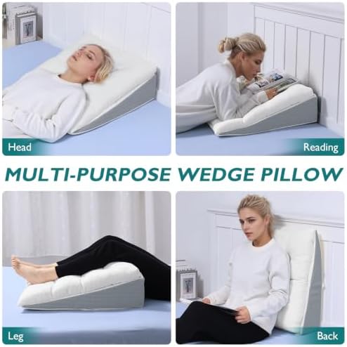 Bed Wedge Pillow for Sleep Apnea 7.5Inch Gerd Pillow Patent Dual Layer Triangle - Image 6