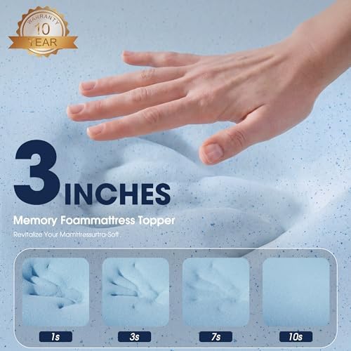 VALUXE 3 Inch Gel Memory Foam Mattress Topper Full Size High Density Cooling - Image 3