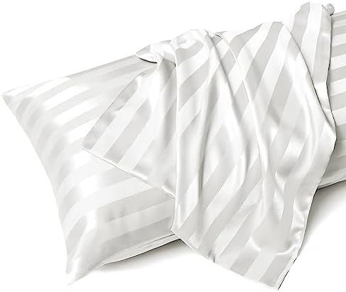 MR&HM Satin Body Pillow case, Ivory Striped by MRHM