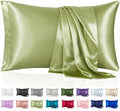 Silk Like Satin Pillowcase Cal King Size, Sage Green, 2 Pack, 20x40 Inches by VCUSUELER
