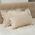 Pillow Shams Set of 2 Pure Cotton Champray Ruffled Edge, Thick and Solid Washed by GLORYSEASON