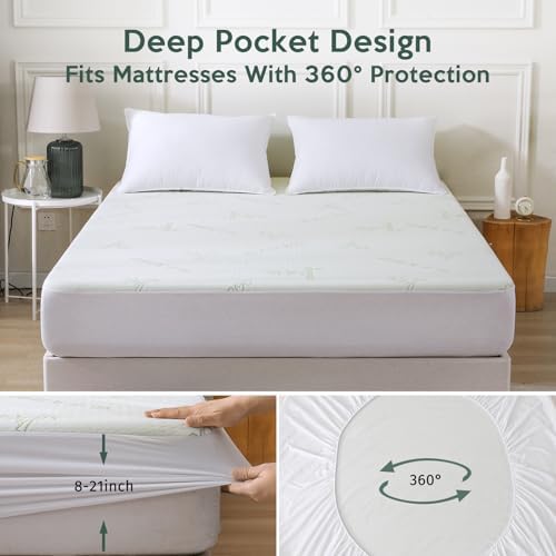 MUXHOMO Premium 100% Waterproof Queen Size Mattress Protector, Breathable - Image 4