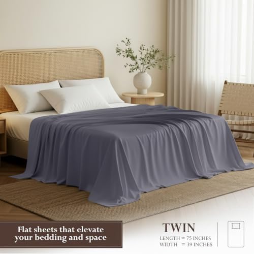 Twin Size Flat Sheet Only Pack of 6, Ultra Soft Hotel Sheets - Image 2