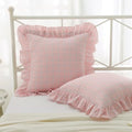 Mywinlle Blush Pink Plaid Ruffle Throw Pillow Shams 18"x18" Set of 2 by Mywinlle
