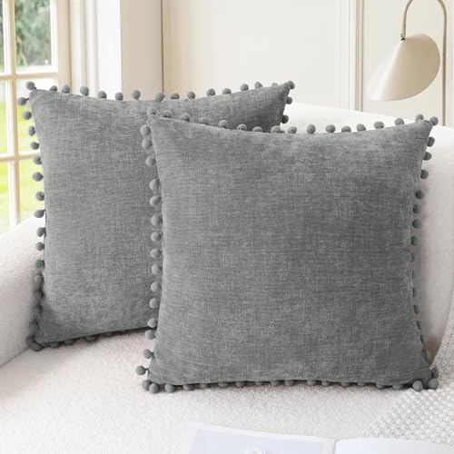 CaliTime Decorative Couch Throw Pillow Covers 20 X 20 Inches Medium Grey by CaliTime