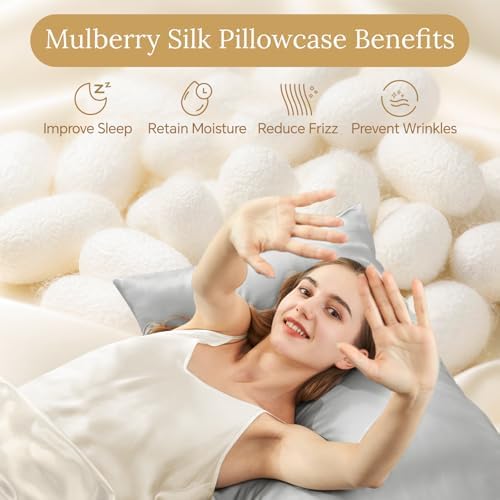 INFIIXSO Silk Pillow Cases 2 Pack, Standard Size, Hidden Zipper, Light Grey - Image 2