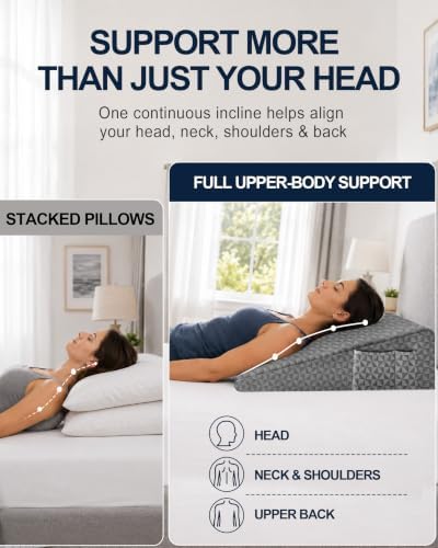 Wedge Pillow for Sleeping, 7.5" Memory Foam Bed Wedge for Back and Leg Use - Image 2