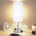 Table Lamp, Dimmable Touch, AC Outlet, USB A+C (White&Silver) by Unknown