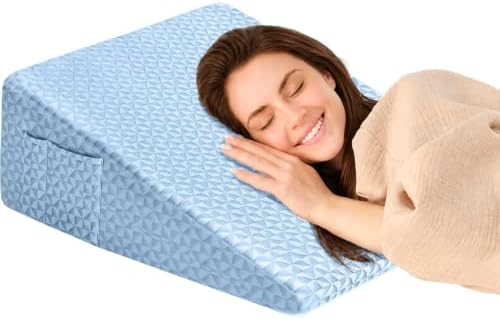 12" Wedge Pillow for Sleeping, Bed Wedge After Surgery, Back Pain Relief by COLDHUNTERBEDING