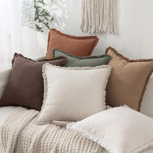MIULEE Linen Decorative Fall Lumbar Throw Pillow Covers Dark Brown 12x20 - Image 4