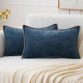 MIULEE Decorative Lumbar Throw Pillow Covers 12x20 Inch Dark Blue 2 Pack by MIULEE