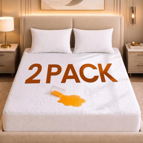 Waterproof Full Size Mattress Protector 2 Pack fits Upto 15" Deep Pocket by UTOPIABEDDING