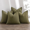 MIULEE Olive Green Boho Linen Pillow Covers 20x20 Inch Pack of 4 by MIULEE