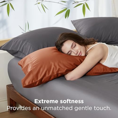 Bedsure Burnt Orange Pillow Cases Queen Set of 2, Rayon Derived from Bamboo - Image 3