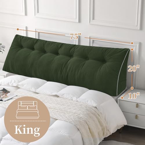 Sasttie Headboard Pillow King, Wedge Pillow Headboard, Olive Green - Image 2