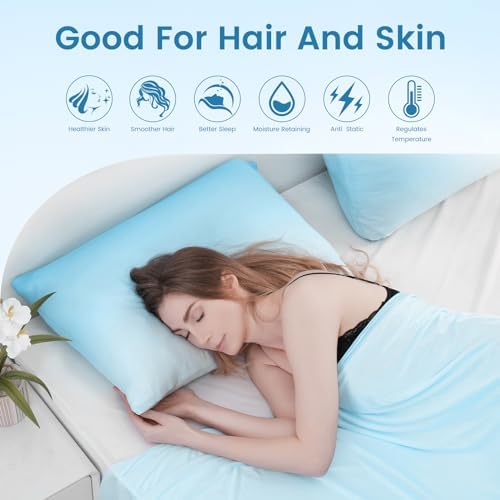 LUXEAR 2 Pack Cooling Pillow Cases, Gradient Light Blue - Image 2