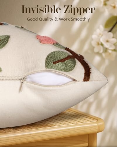 Embroidered Lumbar Pillow Cover 20x12 Inch, Bird Lemon - Image 3