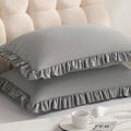 Ruffled Standard Pillow Shams, 2 Pack, 20x26 Inches, Smoke Grey by Aerlomi