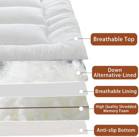 WhatsBedding 3 Inch Memory Foam Mattress Topper, 1700 GSM - Image 3