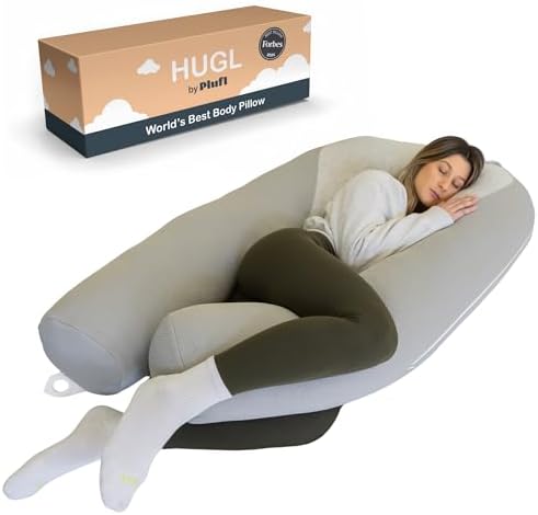 Plufl Hugl Cooling Body Pillow for Adults, U Shaped Pregnancy Pillow by Plufl