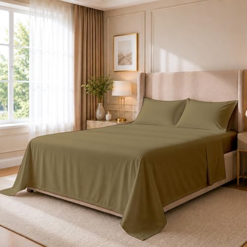Cottingon 4 Piece Queen Sheets Fits 16" Deep, Egyptian Cotton by COTTINGON