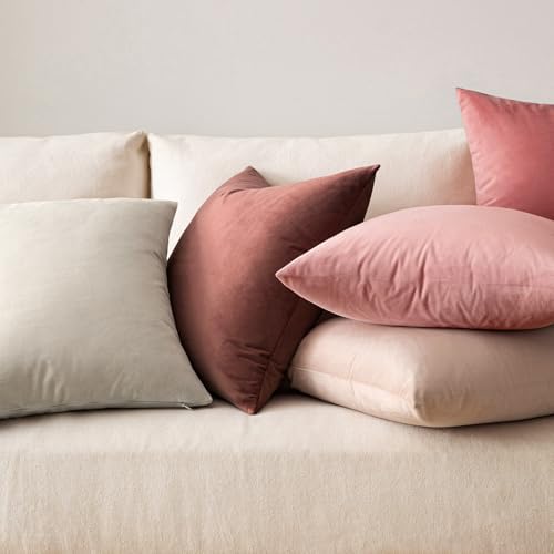 MIULEE Velvet Throw Pillow Covers 16x16 Inch Pack of 2 Dusty Pink - Image 4